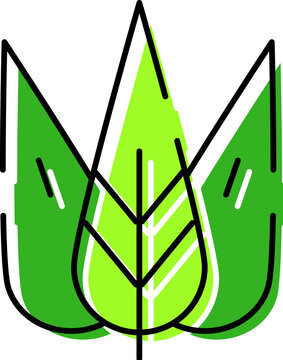 Green leaves forming abstract tryzub national symbol