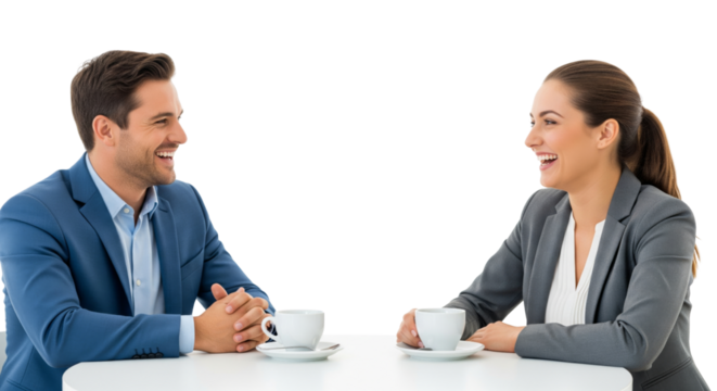 Business people discussing on table isolated on white or transparent - Powered by Adobe