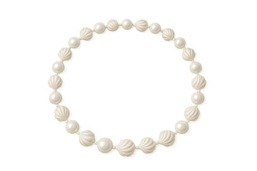 Obraz premium Elegant white shell and pearl bead necklace, isolated on transparent.