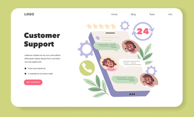 Customer Support Vector Illustration with Chat Interface