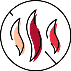 Flame color line drawing icon symbol