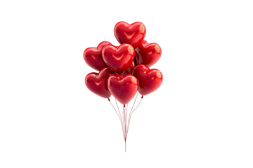 Party valentine heart balloon isolated on transparent background