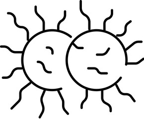 Bacteria or virus spreading infection science line drawing