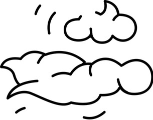 Hand drawn windy clouds moving across sky