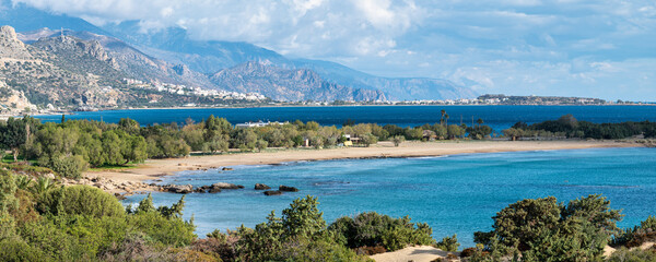 Panoramic coastal view of Palaiochora Crete Greece