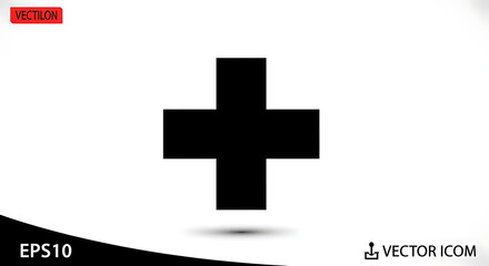 Obraz premium Black plus sign symbol isolated on white background vector icon