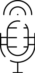Microphone icon broadcasting sound waves for podcasting