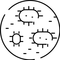 Microorganisms spreading in a petri dish icon concept