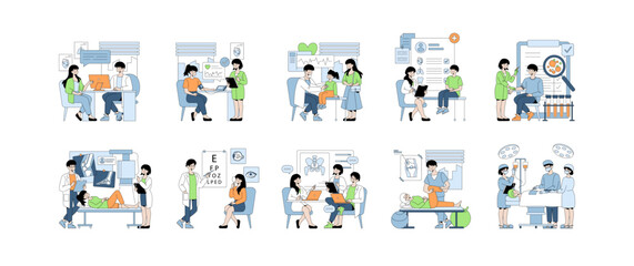 Medical Consultation and Examination Vector Illustrations