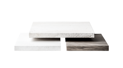 Three Textured Podiums on Transparent Background