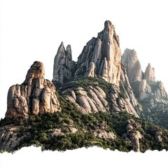 Majestic Mountain Peaks: Towering, weathered peaks rise with their rugged, imposing formations. A testament to nature's raw power.