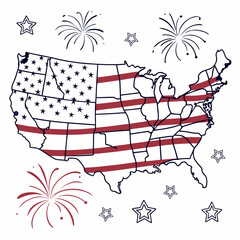 america sketched usa flag map independence day design