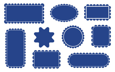 Colorful Zigzag and Wavy Edge Frame Set Featuring Rectangle, Round, Oval, and Square Shapes in Clean Vector Illustration, Creative Decorative Borders for Modern Design Projects