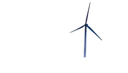 A solitary, silhouetted wind turbine against a vast, stark black background