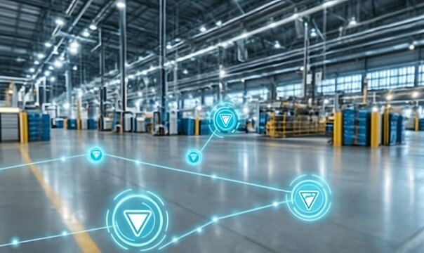 Futuristic technology in factory with automated system for logistics and supply chain - Powered by Adobe