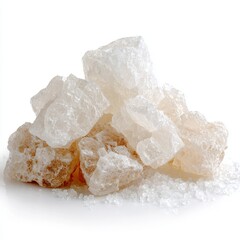 Crystals of Minerals: Close-up of crystal rock and fragments with varying sizes, presenting a visually captivating and textured composition, ideal for geological studies or artistic projects.