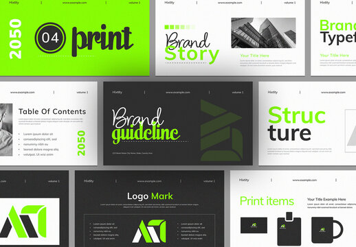 Neon Green And Black Brand Guideline Presentation