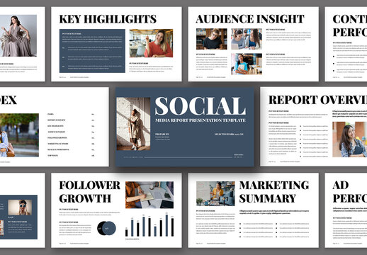 Social Media Report Presentation Template Design