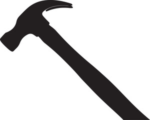Black Silhouette of a Claw Hammer on a White Background tool carpentry also transparent background