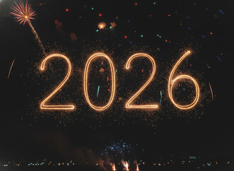 &ldquo;2026&rdquo; Sparkler Text (Close-up)