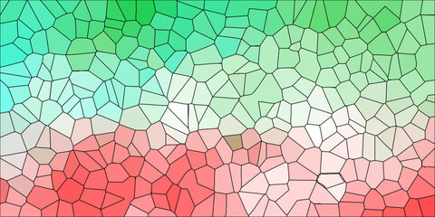 Bright Red, Green, and White Geometric Mosaic with Polygonal Texture for Lively Backgrounds and Creative Designs