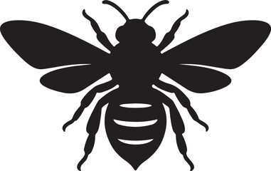 Black Silhouette of a Honey Bee with Wings Spread Open on a White Background insect also transparent background