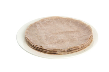 Homemade Buckwheat Tortillas Stack on White Plate - Healthy Whole Grain Flatbread for Tacos and Wraps