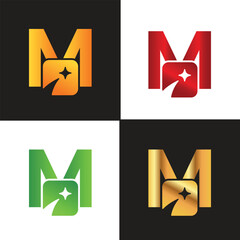 Letter M logo, M logo, AI logo set, modern and minimal design, tech-inspired, colorful icons and symbols, suitable for artificial intelligence, innovation, branding, startups, and digital identity.