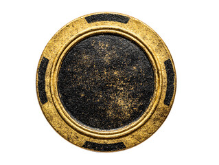 Black and gold textured poker chip isolated on white
