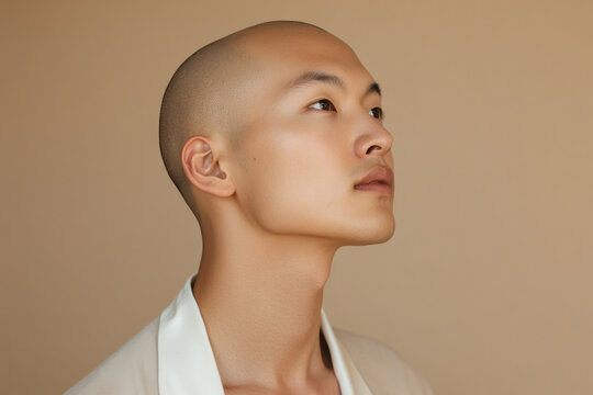 Asian Man Looking Up