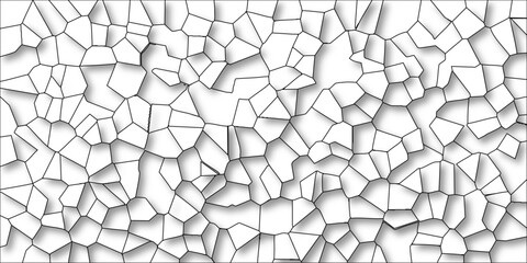 Obraz premium Organic Polygonal Tessellation with Realistic Shadow Effect Black Outline on White Background Vector
