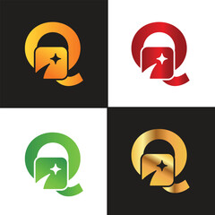Letter Q logo, Q logo, AI logo set, modern and minimal design, tech-inspired, colorful icons and symbols, suitable for artificial intelligence, innovation, branding, startups, and digital identity.