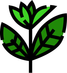 Green stylized abstract plant icon with leaves