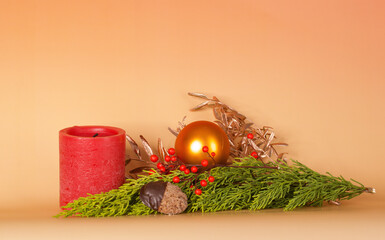 christmas candle and decorations