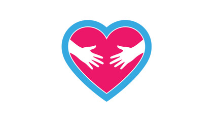 Love and Help Hands Reaching Inside Heart Symbol Vector Illustration