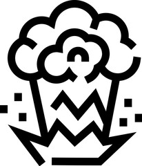 Bomb explosion blast line icon with smoke representing danger
