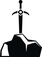 Fototapeta premium Sword piercing a stone representing legend, power, and destiny myth