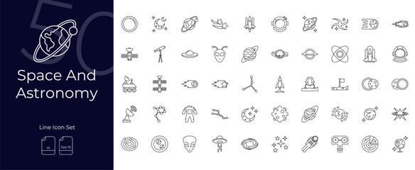 Space And Astronomy Line Editable Icons set © nadya bilqis