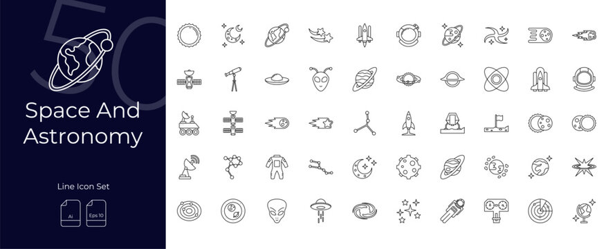 Space And Astronomy Line Editable Icons set