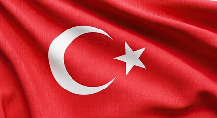Turkish Flag: A vibrant and iconic display of Turkish heritage, showcasing the nation's symbolic crescent moon and star against a rich red backdrop.