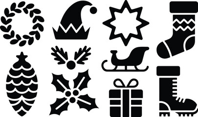 Christmas Icon Set  Holiday Xmas Icon Pack