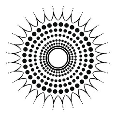 Concentric dot pattern mandala design isolated on white background. Vector