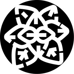 Arrows forming abstract circle pattern with multiple directions