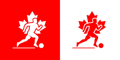 Canadian football emblem featuring athlete and maple leaf for modern national sports identity and team branding