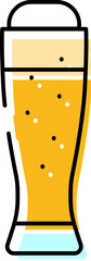 Beer glass with foam and bubbles