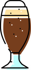 Glass of dark beer with foam head illustration