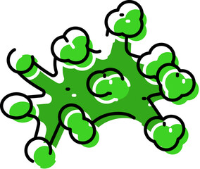 Green virus particle representing disease and infection