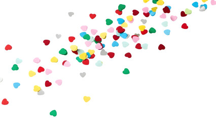 Colorful confetti particles isolated on transparent background