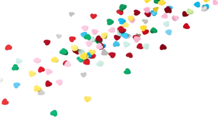 Colorful confetti particles isolated on transparent background