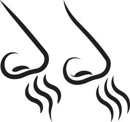 Two stylized noses emitting scent waves in a simple line drawing